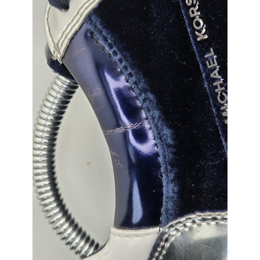 Michael Kors Velvet Sneakers Blue Silver Lace Up Women's Size 9.5 Casual Shoe - Picture 13 of 14
